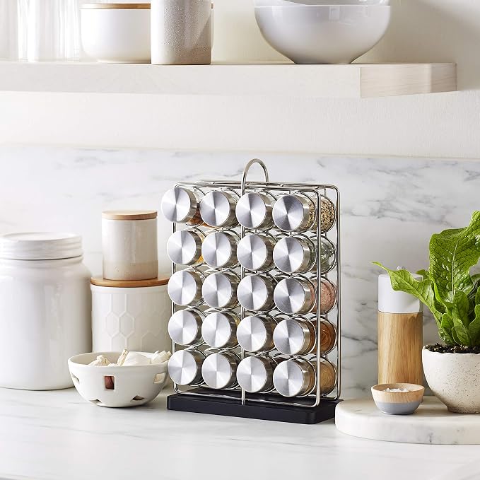 Amazon Basics 20 Jars Spice Organizer Rack, Silver (Pack of 4) - Image 7