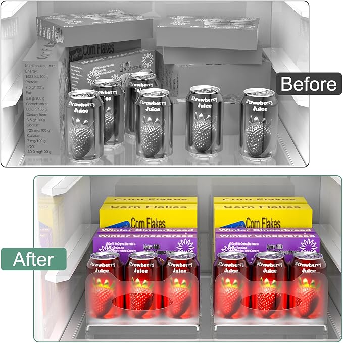 Freezer Organizer,12" Visible Fridge Organizer Rack with Removable Dividers | Freely Adjustable,Easy to Pull Out and Carry Handle, Fits Refrigerator Frozen Meals, Lunch Meat Box, Cheeses, White - Image 6