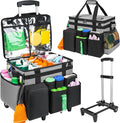Cleaning Cadddy Bag with Rolling Cart, Large Cleaning Bag with Wheels | Cleaning Supplies Organizer with Detachable Trolley for Housekeepers, Housekeeping Cleaning Cart with Shoulder Strap & Handle by Jaffzora
