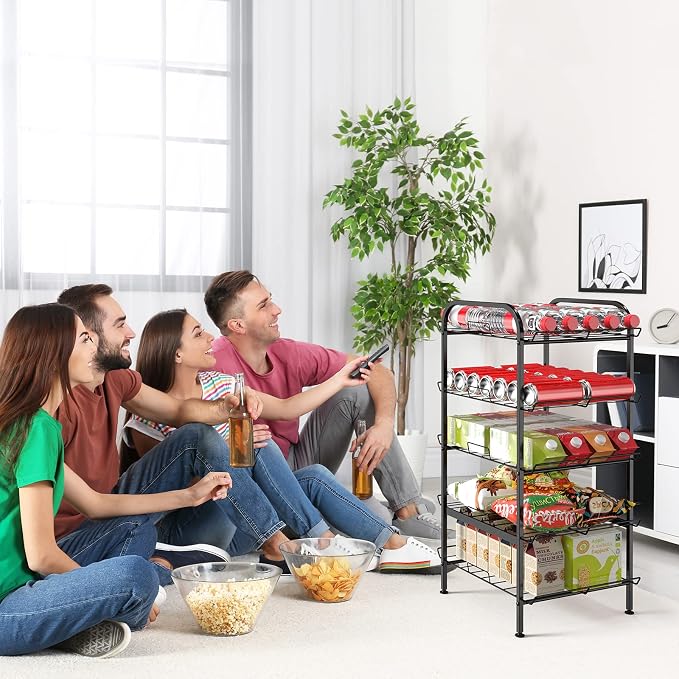 Water Bottle Organizer 5 Tier FreeStanding Water Bottle Storage Shelf Adjustable Water Bottle Holder Stand Metal Beverage Can Rack for Pantry Kitchen Party Black - Image 7