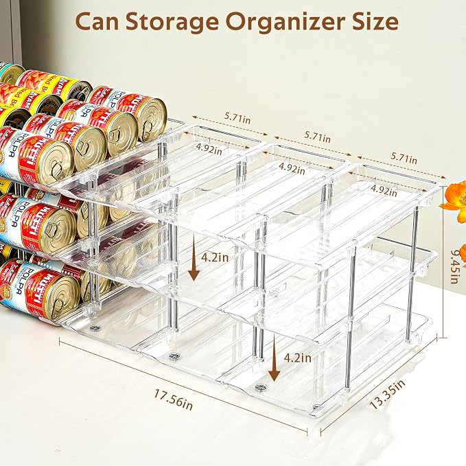 Can Organizer for Pantry, Stacking Can Storage Organizer Hold 36 Cans | Automatic Rolling Can Rack for Fridge, 3Tire 3 Columns Can Holder, Canned Goods Organizer - Image 5