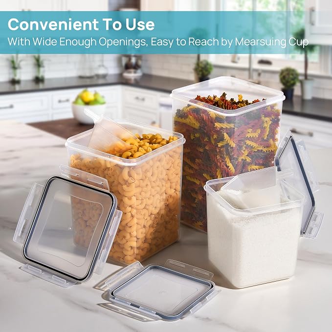 Vtopmart 10 PCS Flour and Sugar Storage Container, Include 3 Sizes | For Bulk Flour and Sugar Storage, Airtight Seal, Multiple Sizes, BPA Free, Food Grade Material, Dishwasher Safe (Not Lids) - Image 3