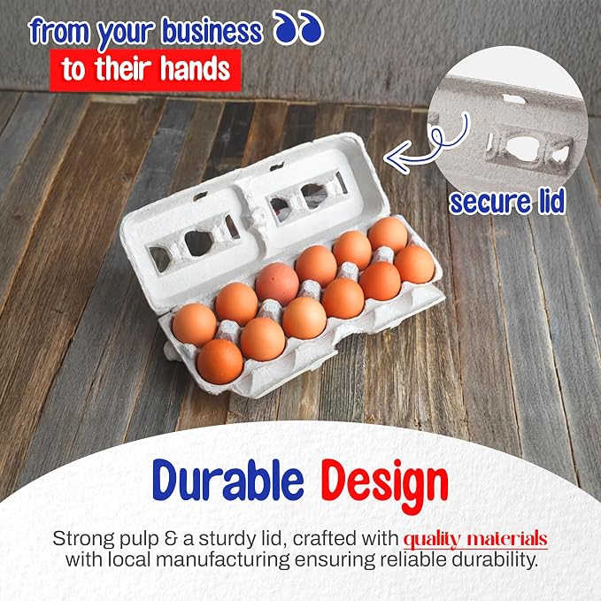 MT Products Custom Printed Egg Cartons Hold Twelve Eggs - Natural Pulp Personalized Egg Container (Pack of 15) - Made in USA - Image 6