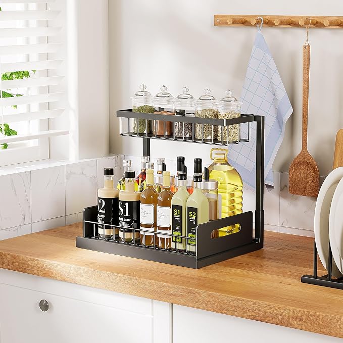 Under Sink Organizer and Storage, Slide Out Cabinet Organizer, Pull Out Sink Shelf for Kitchen Bathroom Laundry, Black, 1 Pack - Image 5