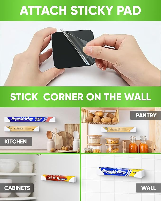Skywin Adhesive Foil and Plastic Wrap Organizer White, Fits Box Width up to 2.16/55mm Aluminum Foil Organization and Storage – Aluminum Foil Heavy Duty Holder Aluminum Foil Dispense - Image 4