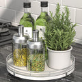 Oroyutor 9-Inch Oak Lazy Susan Spice Organizer with Silver Metal Rail | Rotating oak tray organizes spices, toiletries and decor on kitchen counters, bathroom vanities, dining and coffee tables. by Oroyutor