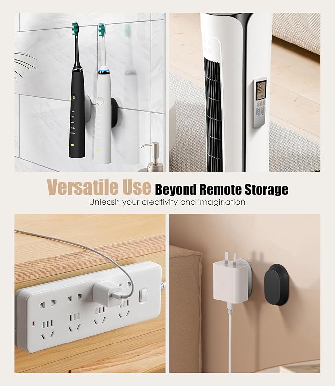 Magnetic Remote Control Holder Wall Mount for TV/Fan, Black&White | No Drill Self-Adhesive TV Remote Holder for Bed, Silicone Remote Caddy, Bedside Organizer, RV Accessories - Image 6