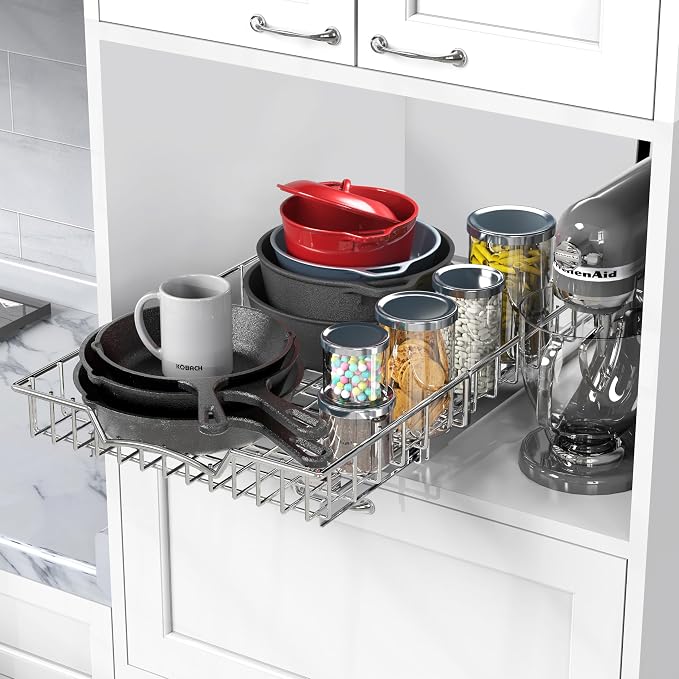 Simple Houseware Under Cabinet Pull Out Sliding Shelf Drawer Organizer, 21" D x 14" W (Pack of 2) - Image 7