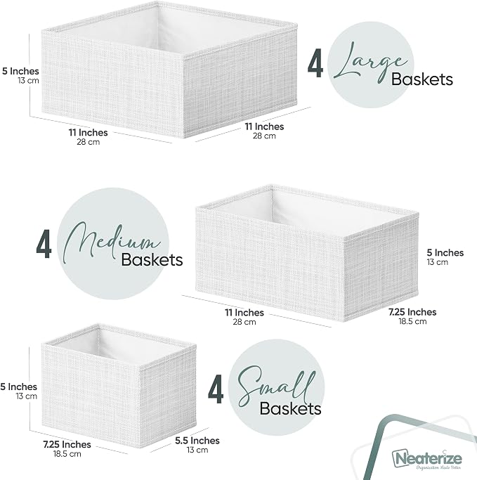 Drawer Organizer Clothes Set of 12 White-Grey - Dresser Organizer For Nursery, Bedroom, Closet - Perfect Baby Clothes Organizer and Storage & General Nursery Organization or Dresser Drawer Organizers - Image 2
