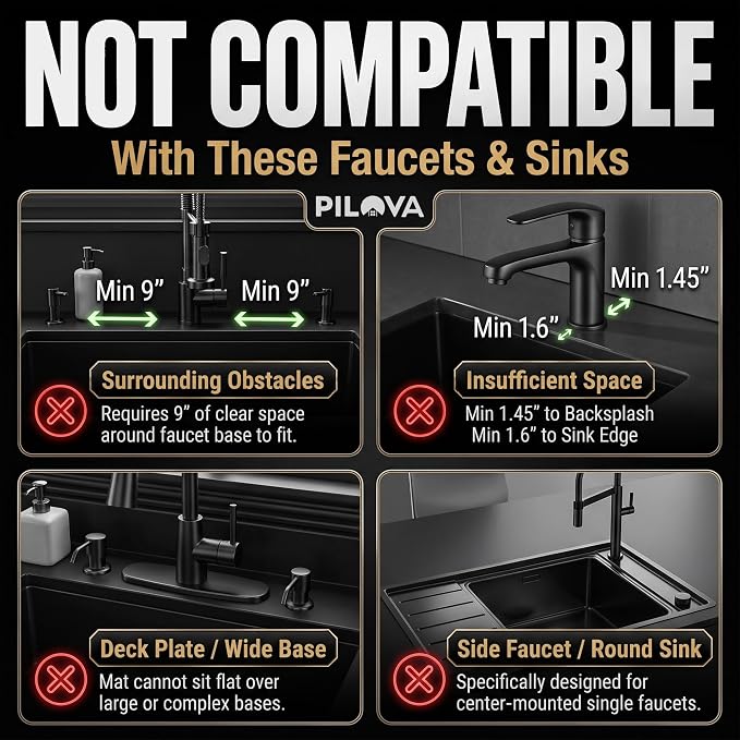 Premium Kitchen Sink Splash Guard – 18" x 5.7" Silicone Faucet Mat with Secure Pressure Clip, True 10° 3D Drainage(No Pooling), Anti-Lift Design, Flexible Leak-Sealing Ring, Non-Slip Fit Behind Faucet - Image 5