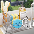 Consumest Sponge Holder for Kitchen Sink - Auto Draining Sink Caddy Organizer with Detachable Rack, High Brush Holder, Kitchen Countertop Storage Accessories, Grey by Consumest