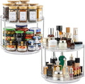 2 Set 2 Tier Non-Skid Acrylic Lazy Susan Organizer - Rotating Spice Rack - Turntable Spinning Organization for Kitchen, Pantry, Countertop, Closet, Bathroom, Vanity, Medicine Cabinet Organizing, 12'' by MakeLifeBetterEasier