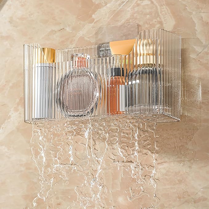 Acrylic Wall Mounted Storage Rack, 2 Pcs Storage Box Shower Basket | Utilizes adhesive hooks, durable, a transparent acrylic design, for bathrooms, kitchens, stackable, space-saving, sturdy - Image 3