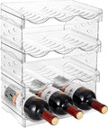 4 Pack Stackable Wine and Water Bottle Holder Free-Standing Fridge Wine Bottle Organizers Clear Plastic Water Bottle Holder for Cabinet,Refrigerator,Pantry,Kitchen Countertops,Holds 12 Bottles by IEEK