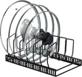 Toplife Pot Lids Organizer Rack for Cabinet and Countertop, 7+ Pan Lids and Bakeware Organizer Rack Holder with 7 Adjustable Compartments - Black by Toplife