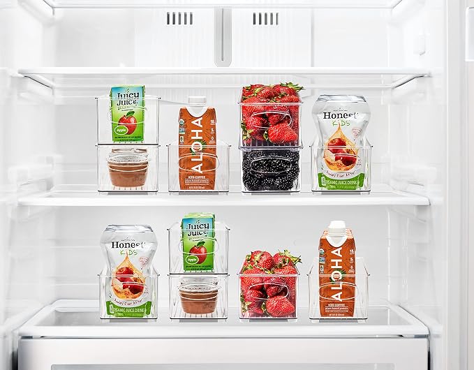 Sorbus Stackable Refrigerator Organizer Bins - Clear Storage Bins for Kitchen Pantry, Freezer & Fridge Organization - Food Organizing Plastic Containers with Handles for Countertops & Drawers (2 Pack) - Image 2