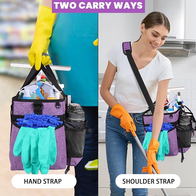 Large Cleaning Caddy Bag Built-in hard plastic sheet Aluminum foil lining | Waterproof nylon, aluminum foil lining, detachable dividers, dual straps for housekeepers - Image 5