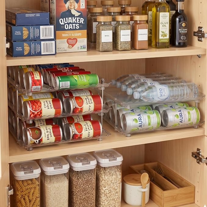 LXLXXL Can Organizer for Pantry, 3 Tier Stackable Soda Dispenser 1 Pack | Sodas Cans Drinks Organizer Stable, Stackable, Auto Rolling, 3 Tier, Space-saving for Kitchen, Fridge, Pantry Use - Image 3