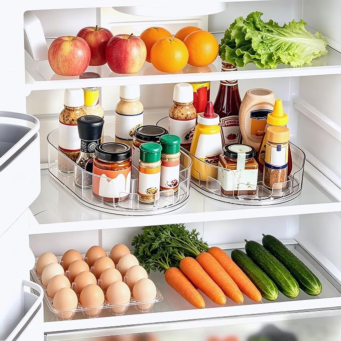 Lazy Susan 360°Rotating Organizer for Refrigerator,13.5“ x 8.5”,Drink Organizer for Fridge,Cabinet, Pantry,or Kitchen Countertop,Organize Condiments, Cans, Beverages,Clear,1 Pack - Image 9