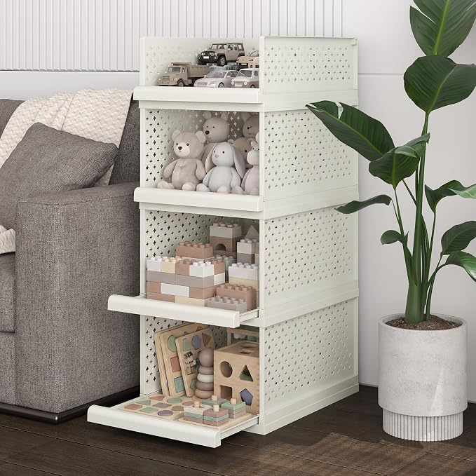 Bathroom Shelf, 4pcs Storage Drawers Organiser, 32" Stackable Cabinet | Large Organizer Boxes for Bedroom, Bathroom, Living Room, Kitchen, Office, Entrance, 12.8" wide - Image 9