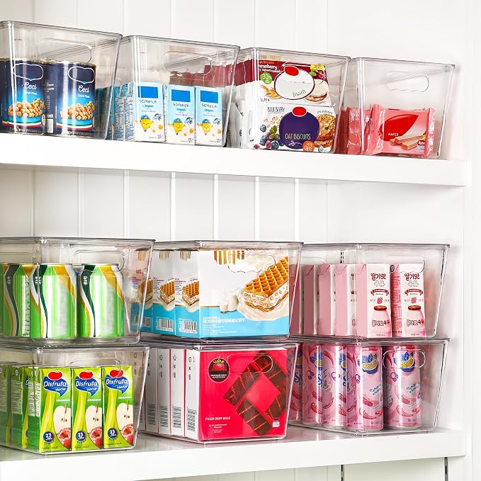 Vtopmart 2 Pack Clear Stackable Storage Bins with Lids and Handles, Large | BPA-free Plastic, Organize Vertically, For Pantry Kitchen Fridge Cabinet Closet Bathroom, Built to Last, Easy to Move - Image 3