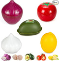 Vegetable and Fruit Storage Containers for Refrigerator, Pack of 5 | Lemon Tomato Garlic Avocado and Onion Storage, Food Storage Containers with Lids by PIVNASY