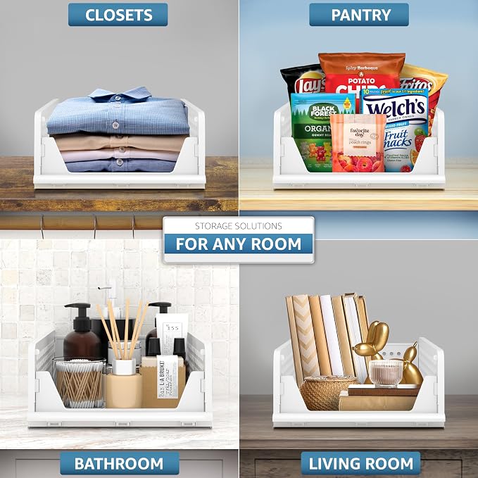 Sorbus 4 Pack Folding Closet Shelf Organizer for Clothes, Versatile Stackable Storage Baskets for Closet, Bathroom, Kitchen and Garage with Easy Access Open Front Design, Plastic Organizer Shelves - Image 4