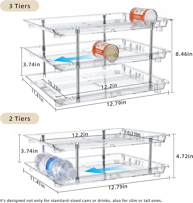 LXLXXL Can Organizer for Pantry, 3 Tier Stackable Soda Dispenser 1 Pack | Sodas Cans Drinks Organizer Stable, Stackable, Auto Rolling, 3 Tier, Space-saving for Kitchen, Fridge, Pantry Use - Image 2