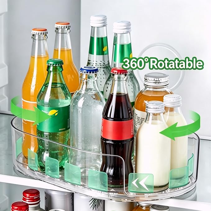 Lazy Susan 360°Rotating Organizer for Refrigerator,13.5“ x 8.5”,Drink Organizer for Fridge,Cabinet, Pantry,or Kitchen Countertop,Organize Condiments, Cans, Beverages,Clear,1 Pack - Image 6