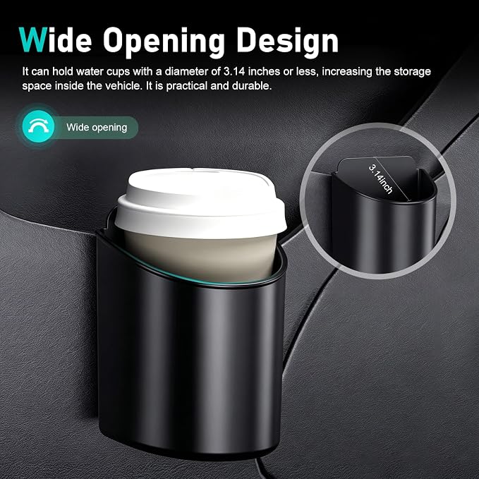 2PCS Car Door Cup Holder, Shock-resistant Wobble-free Backseat Cup Organizer, Multifunctional Clip On Beverage Holder, Universal for Most Vehicles (Black) - Image 6