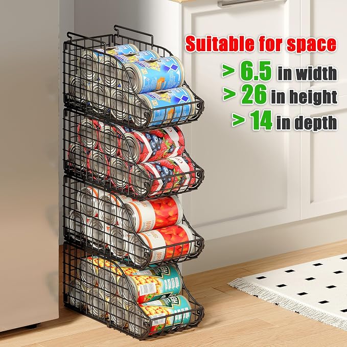 Sonyabecca 6 Pack Stackable Can Organizer for Pantry Cabinet Food Storage | Soda Can Organizer Storage Rack, Can Food Storage Dispenser for Pantry and Cabinet Shelves with Stackable Design - Image 6