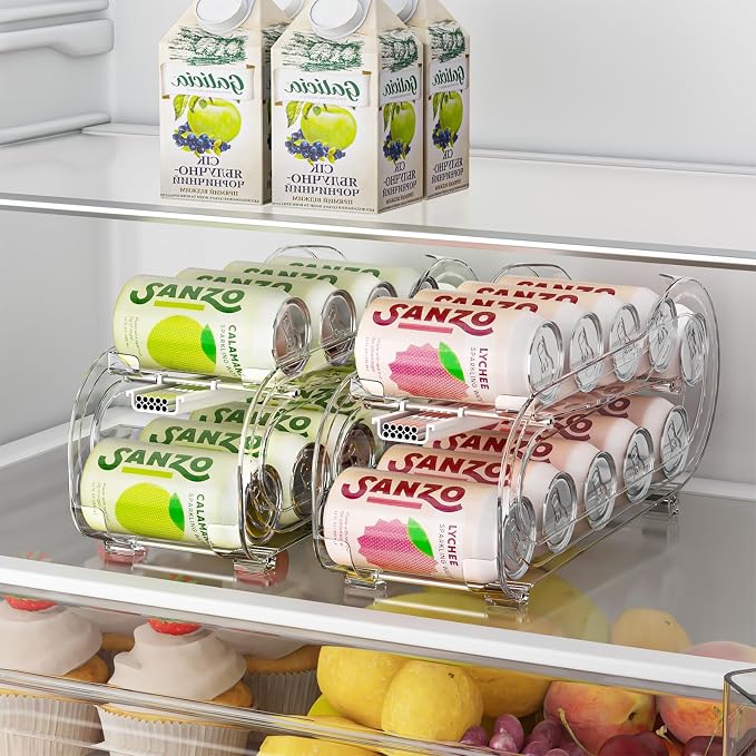 Drink Organizer for Fridge, Soda Can Organizer Dispenser for Refrigerator with Automatic Rolling,Organize Standard Size 11.15oz or 12oz Cans Drink,Save Space for Fridge、Kitchen、countertop by GoldOath
