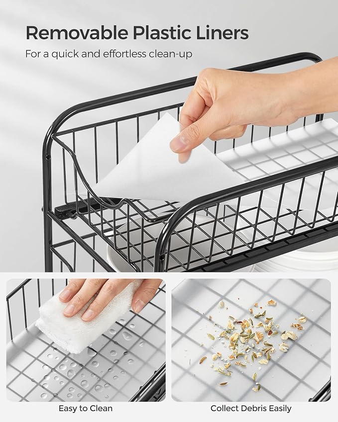 SONGMICS 4-Tier Pull Out Cabinet Organizers, Under Sink Organizer, Bathroom Organizer and Storage, Sliding Basket Drawers, Stackable for Kitchen, Bathroom, Ink Black UKCS017B02 - Image 9