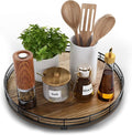 Acacia Wood 13" Lazy Susan Turntable Organizer for Table Top, Farmhouse Round Wooden Lazy Susan for Cabinet Kitchen Centerpieces Coffee Table, for Condiments Spices, Bathroom Vanity Tray Decor by HGF