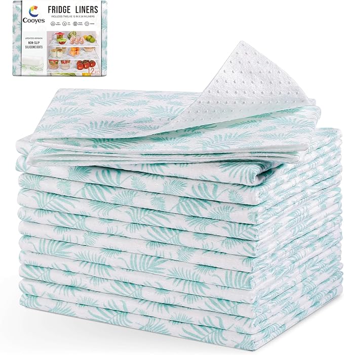 Cooyes Absorbent Refrigerator Liners, Non Slip Fridge Bin Liners and Mats Washable, Shelf Liner for Fridge Bins & Refrigerator Drawer Kitchen Cabinet by Cooyes