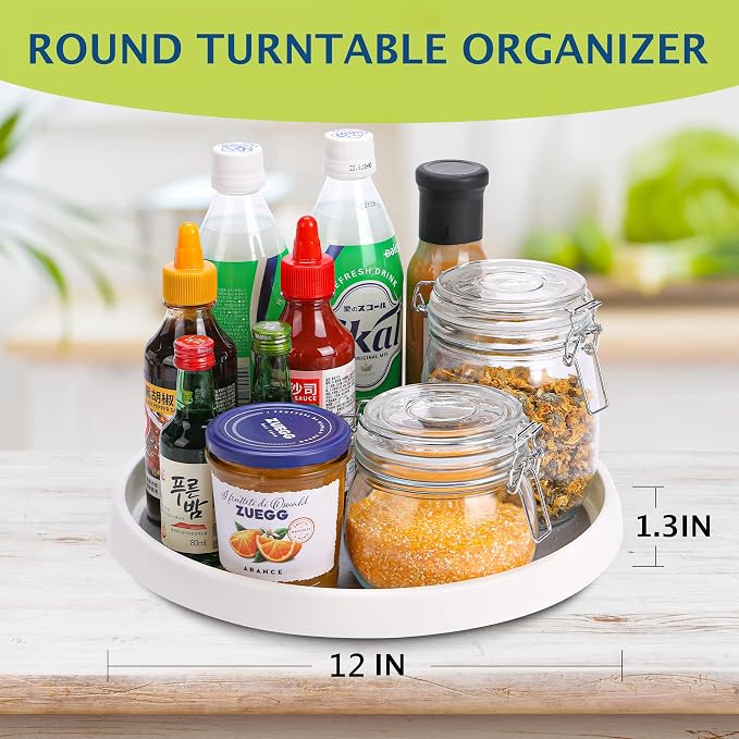 Set of 6, 12 Inch Non-Skid Lazy Susan Turntable, Lazy Susan Organizer for Cabinet, Pantry Organization, Kitchen Storage, Bathroom Sink Cabinet, Refrigerator, Countertop, Spice Rack (6 Pack 12 in) - Image 4