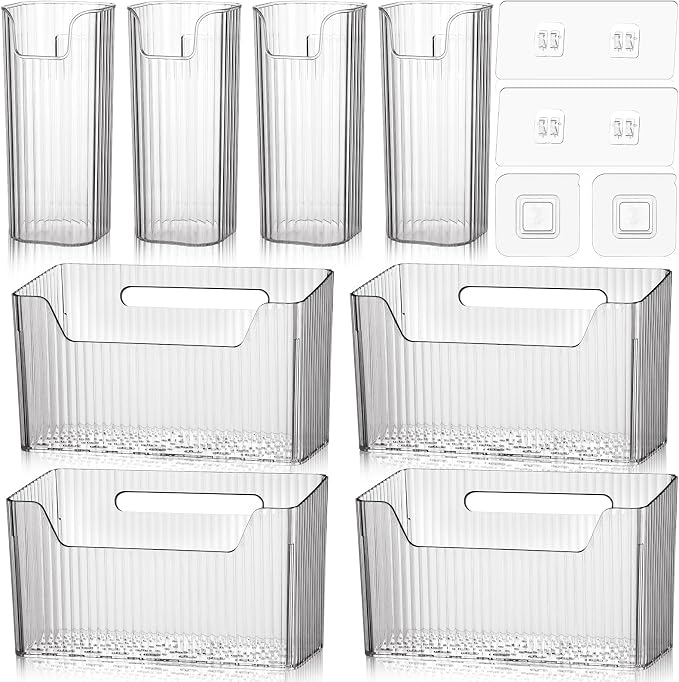 SiliFine 8 Pcs Cabinet Door Organizer Bin Wall Mount Organizer,3.35'',White by SiliFine