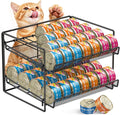 Cat Food Can Organizer 2-Tier Can Organizer for Pantry 56 Cans 3.5oz | Black metal 2-tier cat food can organizer,Holds 56 cans 3.5oz,Adjustable pantry countertop storage for kitchen cabinet by REFLYING