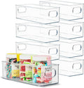 Plastic Food Storage 8 Pack Clear Container Bin with Handles for Organizing Kitchen, Pantry, Fridge, Freezer, Pantry,Bathroom. 10"x4"3" by primebox