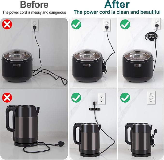 Cord Organizer for Appliance Stick On- Kitchen Appliances Cord Winder, Convenient Cord Wrapper for Mixer, Air Fryers, Juicers, Coffee Machines, Blender, Air Fryers, Black 6Packs - Image 9