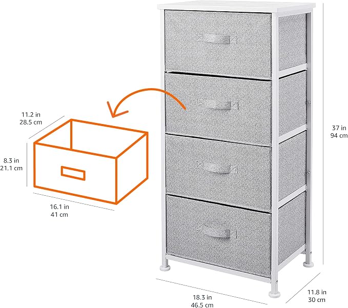 Amazon Basics Fabric 4-Drawer Storage Organizer Unit for Closet, Bedroom, White - Image 9