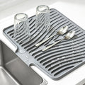 Silicone Dish Drying Mat,19.7"*17"Dish Drying Pad,Kitchen Accessories,with Built-In and Non-Slip Drain,Easy Clean, Fit for Kitchen, Bar, RV, Refrigerator and Drawer Liner, Grey by EBIGIC