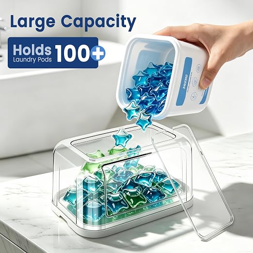 Trash Bag Dispenser with Laundry Pod Storage, Clear Under Sink Organizer | 3-in-1 Stackable Cabinet Bin, Laundry Pod Storage, Trash Bag Dispenser Fits 13/30/33/42 Gallon Garbage Bags - Image 2