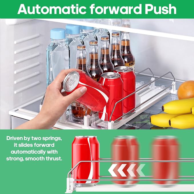 Drink Organizer for Fridge, Automatic Drink Dispenser for Fridge | Fridge Drink Organizer Holds up to 15 Cans, 12-20oz Can Dispenser for Fridge, Soda Can Organizer for Refrigerator, 4 Row - Image 2