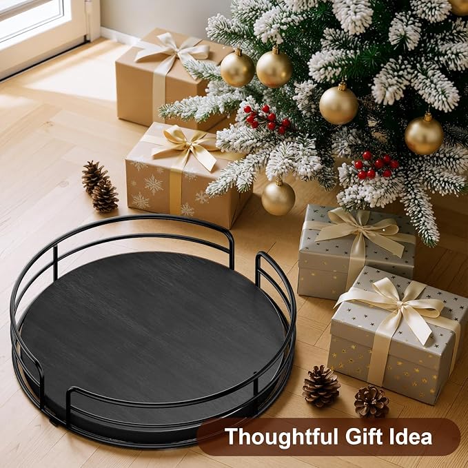 Optish 10" Elegant Lazy Susan, Non-Skid Turntable Spice Organizer, Black | 360° Smooth Rotation, Clear Design, Tall Raised Edge, Easy Access, Load 15 lbs, for Spices, Cabinet, Pantry, Fridge, kitchen - Image 8