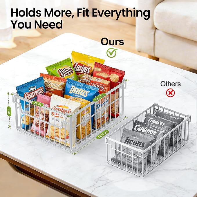 Freezer Organizer Bins, 3 Pack Enlarged Baskets for 5-9 Cu.FT Deep Freezer | Stackable Chest Freezer Organizer Bins, Foldable with Handles, White Storage Container Baskets for Sort Frozen Meats - Image 2