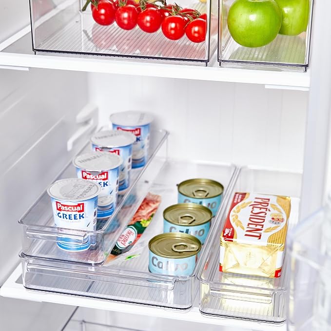 Stackable Freezer Organizer, Flat Produce Saver Sliced Cheese Container with Lids, Freezer Storage Containers Food Storage Tray for Fruits, Vegetables, Meat - Image 6