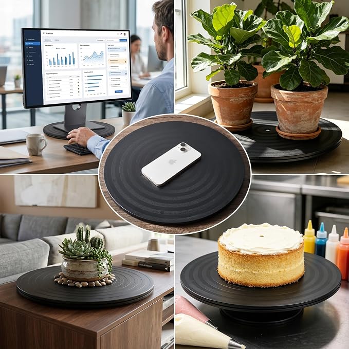 HSTECH 14 Inch Heavy Duty Rotating Swivel Stand - Lazy Susan with Steel Ball Bearings for Model Base/Rotating Plants/Crafts Stand Monitor/TV/Monitors/Potted Plants (360˚ Rotation) - Image 7