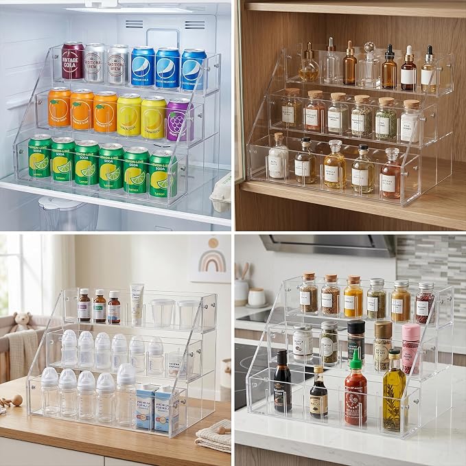 3-Tier Vitamin Storage Organizer, Organizer For Vitamin Bottles And Medicine Bottle, Vitamin Bottle Organizer For Countertop, Bathroom Cabinet Storage Items Are Clearly Visible (1, 14x8.3x7.9) - Image 3
