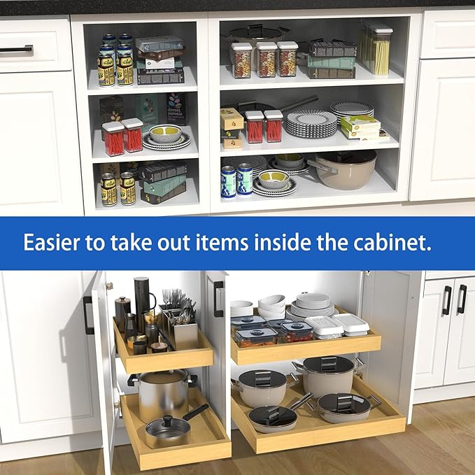 Wooden Pull out Cabinet Organizer 15" W x 21" D x 4.3" H, Only for 15" Cabinet Openg Heavy Duty Kitchen Slide Out Drawers - Image 3